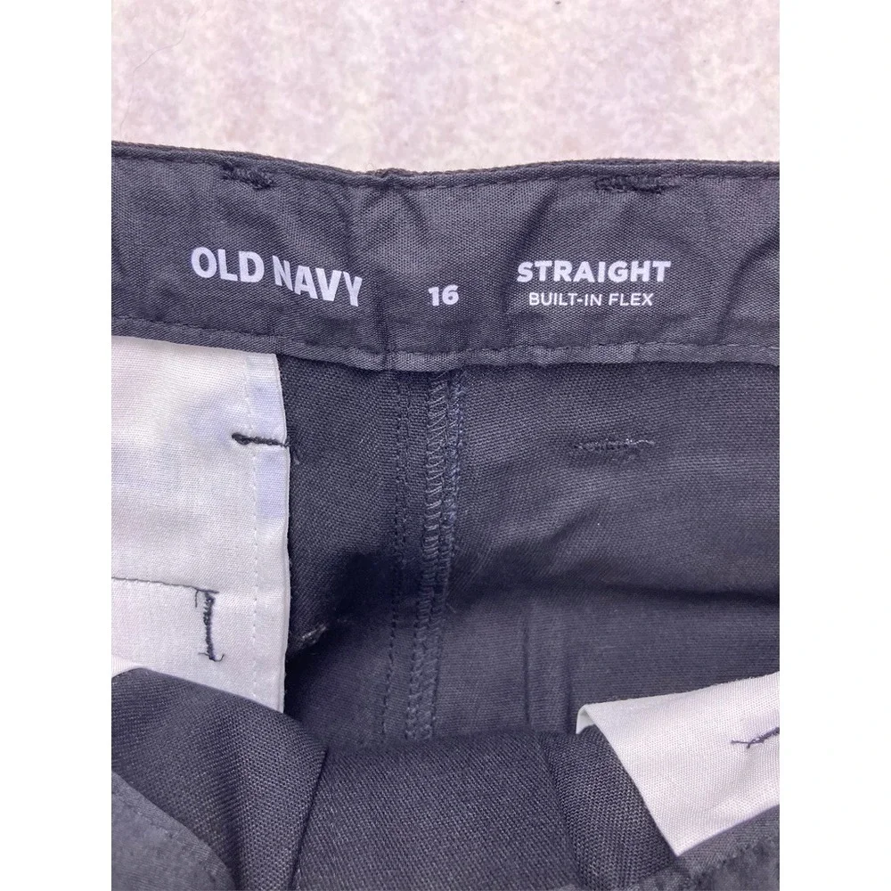 Old Navy Straight Chino Kids 16 Black New Built-In Flex Adjustable‎ Waist Pants